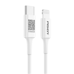 PISEN QUICK-3A大电流PD快充Type-C to Lightning数据线(0.25m)(苹果白)纸质彩盒-国内版CN