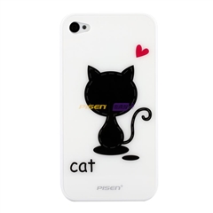 iphone4 4S情侣保护壳 黑白配(猫+白壳)