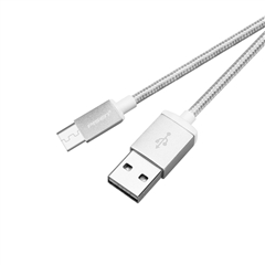 Micro USB双面USB数据充电线(1000mm)(银灰色)(T)